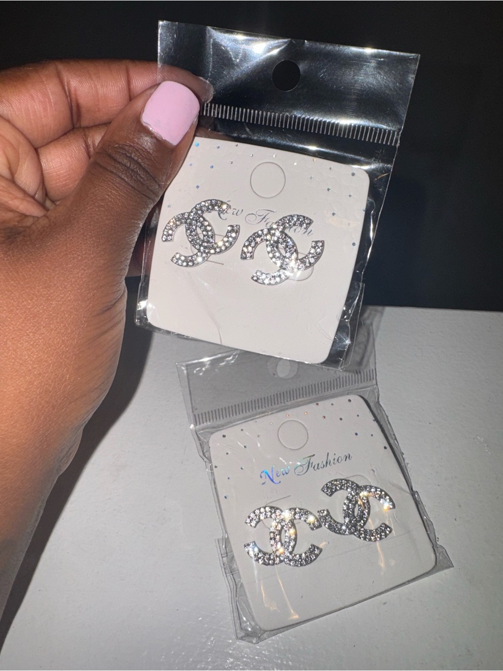 Fashion Double C Logo Stud Earrings